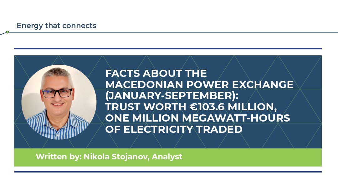 FACTS ABOUT THE MACEDONIAN POWER EXCHANGE (JANUARY-SEPTEMBER 2025): TRUST WORTH €103.6 MILLION, ONE MILLION MEGAWATT-HOURS OF ELECTRICITY TRADED